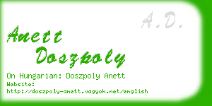 anett doszpoly business card